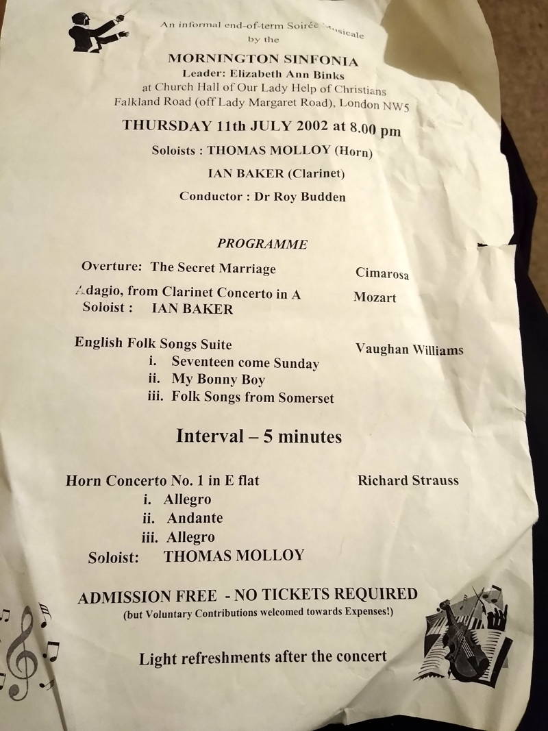 Informal end of term concert - 11 July 2002