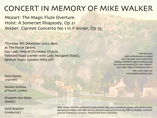 Concert in memory of Mike Walker, 8 December 2022, 8pm